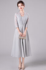 Lace Midi Evening Dress
