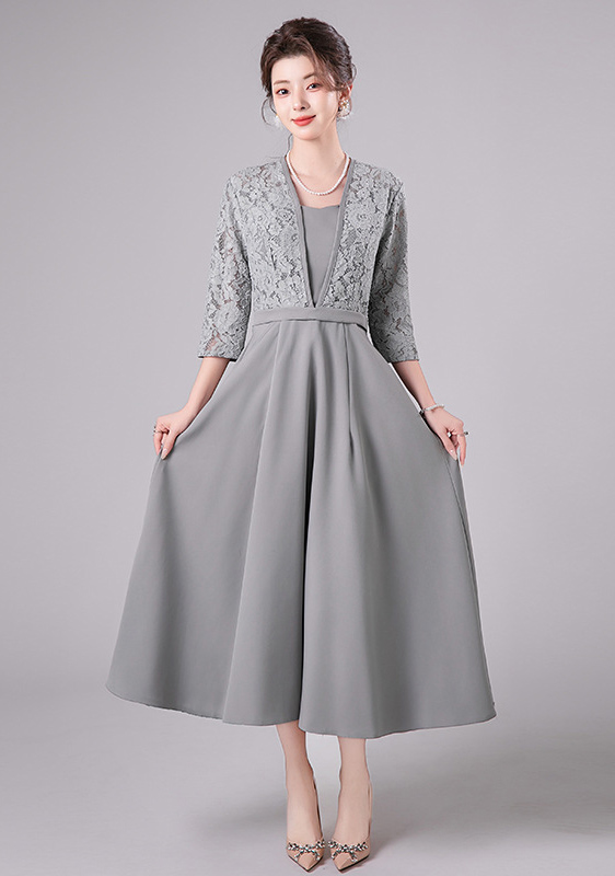 Lace Midi Evening Dress