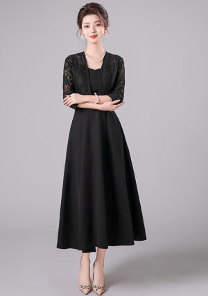 Lace Midi Evening Dress