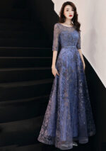 Tulle Evening Dress Blue Purple Evening Gown