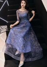 Tulle Evening Dress Blue Purple Evening Gown