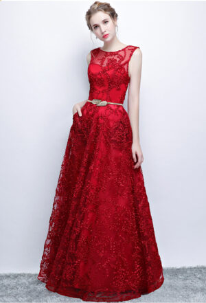 Banquet Evening Dress Burgundy Gown