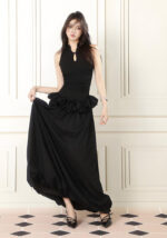 black puffy long dress