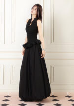 black puffy long dress