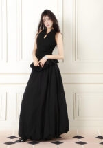 black puffy long dress