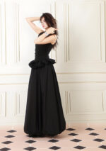 black puffy long dress