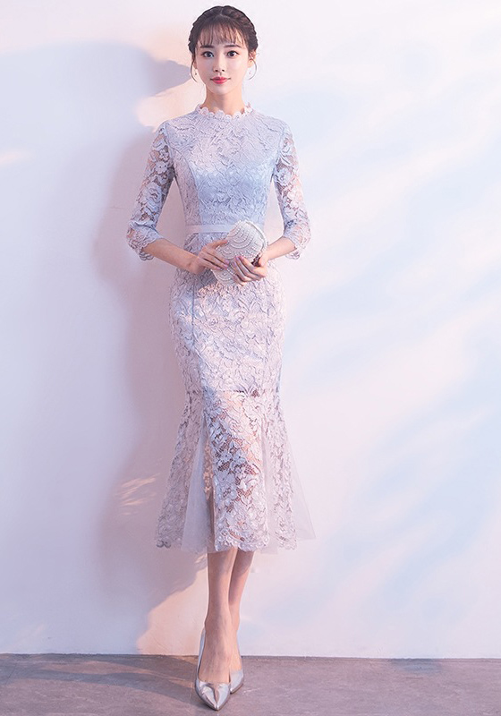 Chic Lace Mermaid Midi Parties Dress