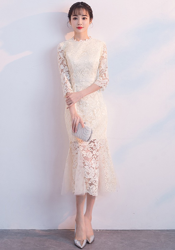 Chic Lace Mermaid Midi Parties Dress