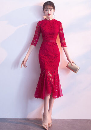 Chic Lace Mermaid Midi Parties Dress