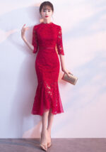 Chic Lace Mermaid Midi Parties Dress