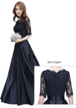Elegant Black Lace & Satin Evening Gown