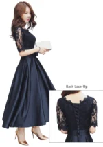 Elegant Black Lace & Satin Evening Gown