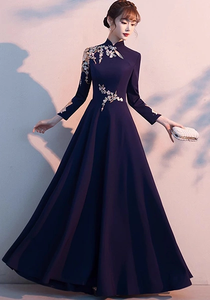 elegant navy evening dress