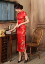 long cheongsam brocade satin banquet qipao