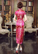 long cheongsam brocade satin banquet qipao