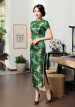 long cheongsam brocade satin banquet qipao