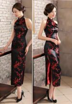 retro backless sleeveless cheongsam dress
