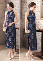 retro backless sleeveless cheongsam dress