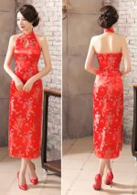 retro backless sleeveless cheongsam dress