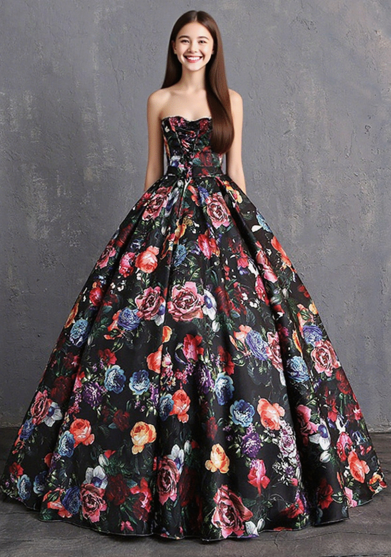​​Strapless Flower Dress