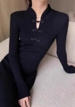 Neu Gestricktes Cheongsam Fischschwanz Kleid Herbst und Winter
