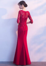 Elegant Party Lace Half-Sleeve Mermaid Evening Gown
