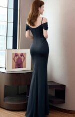 midnight elegance off-shoulder gown